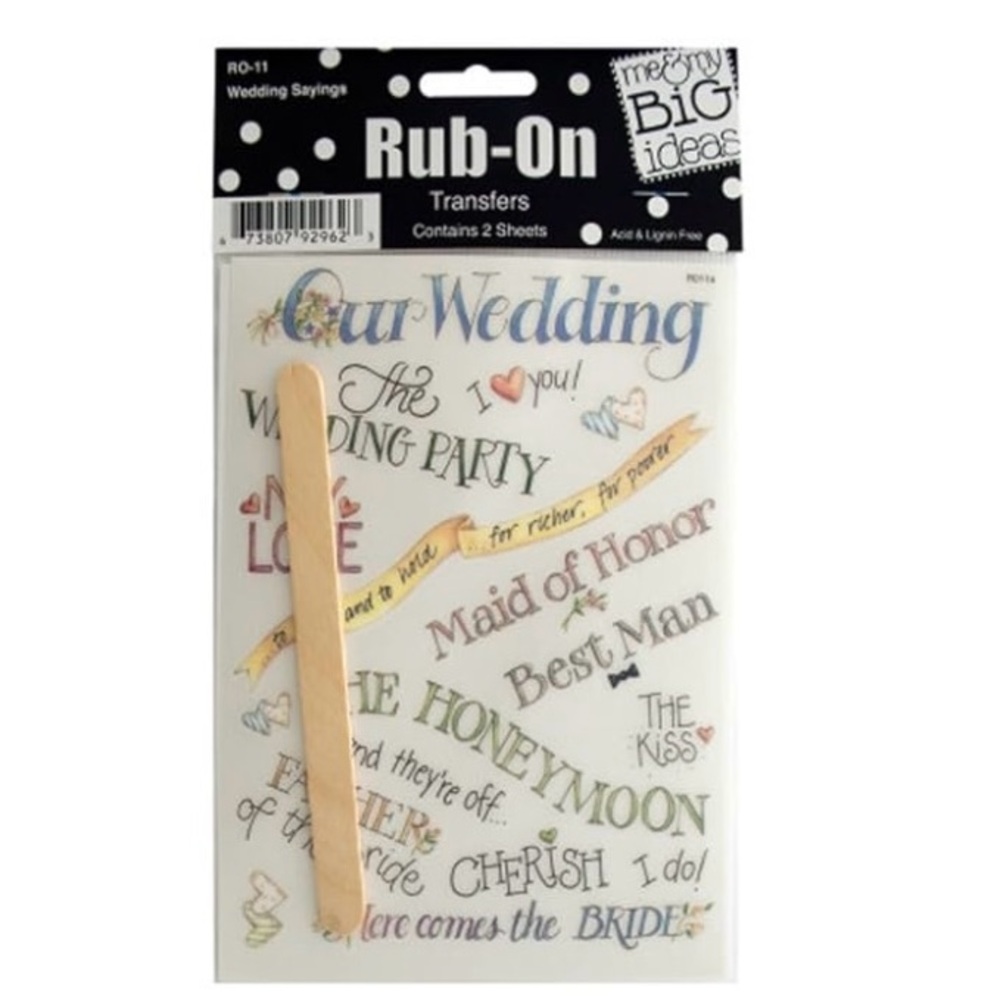 Me & My Big Ideas Wedding Rub-On Transfers - Multicolor.2 packs.new.out of stock